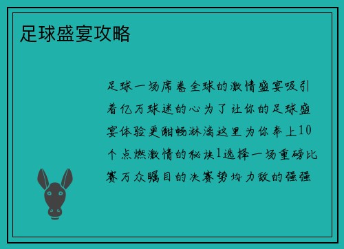 足球盛宴攻略