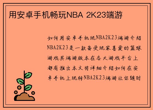 用安卓手机畅玩NBA 2K23端游